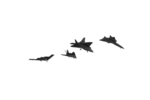 Модели самолётов F-117, B-2, F-22, SR-71